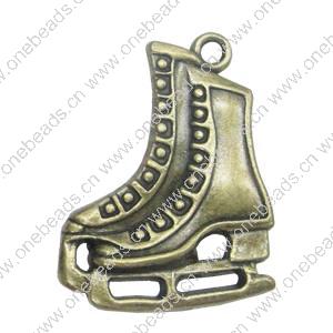 Pendant. Fashion Zinc Alloy Jewelry Findings. Shoes 40x32mm，Sold by Bag 