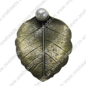Pendant. Fashion Zinc Alloy Jewelry Findings. Leaf 56x44mm，Sold by PC 