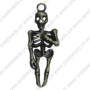 Pendant. Fashion Zinc Alloy Jewelry Findings. Skeleton 43x16mm. Sold by Bag 