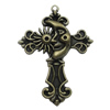 Pendant. Fashion Zinc Alloy Jewelry Findings. Cross 53x38mm，Sold by Bag 
