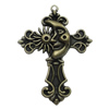 Pendant. Fashion Zinc Alloy Jewelry Findings. Cross 53x38mm，Sold by Bag 