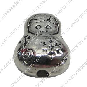 Beads. Fashion Zinc Alloy jewelry findings. Dolls 16x7mm. Hole size: about 1mm Sold by Bag