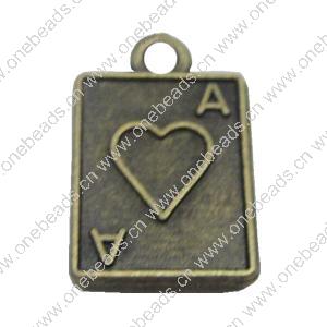 Pendant. Fashion Zinc Alloy Jewelry Findings. Poker 18x11mm，Sold by Bag 