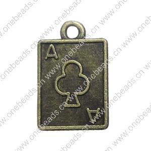 Pendant. Fashion Zinc Alloy Jewelry Findings. Poker 18x11mm，Sold by Bag 