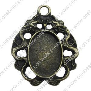 Zinc Alloy Cabochon Settings. Fashion Jewelry Findings. 27x21.5mm, Inner dia：9.5x10.1mm. Sold by Bag