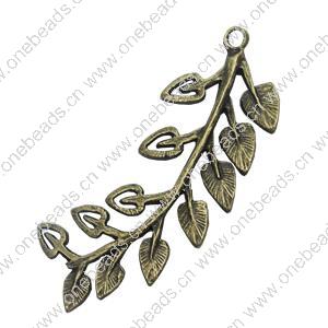 Pendant. Fashion Zinc Alloy Jewelry Findings. Leaf 44x19mm，Sold by Bag 
