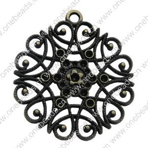 Pendant. Fashion Zinc Alloy Jewelry Findings. Flower 44x39mm，Sold by Bag 