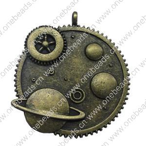 Pendant. Fashion Zinc Alloy Jewelry Findings. Flat Round 40.5x35.5mm，Sold by Bag 