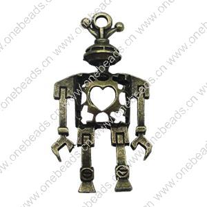 Pendant. Fashion Zinc Alloy Jewelry Findings. robot 45x24mm，Sold by Bag 