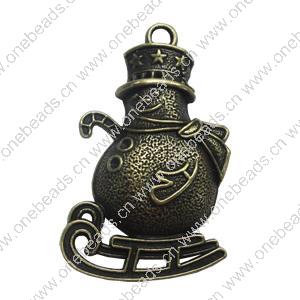 Pendant. Fashion Zinc Alloy Jewelry Findings. Snowman 49x32mm，Sold by Bag 