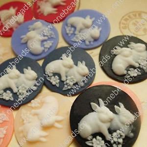Cameos Resin Beads, A Grade, No-Hole Jewelry findings, 23mm, Sold by PC