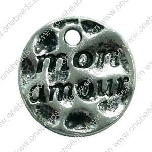 Pendant. Fashion Zinc Alloy Jewelry Findings. Flat Round 15mm. Sold by Bag