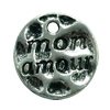 Pendant. Fashion Zinc Alloy Jewelry Findings. Flat Round 15mm. Sold by Bag