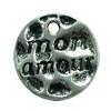 Pendant. Fashion Zinc Alloy Jewelry Findings. Flat Round 15mm. Sold by Bag
