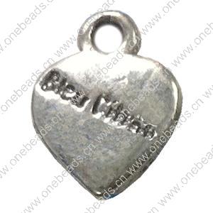 Pendant. Fashion Zinc Alloy Jewelry Findings. Heart 13x10mm. Sold by Bag