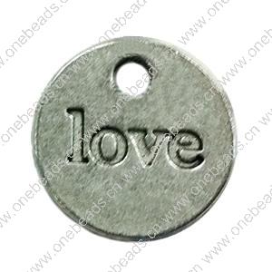 Pendant. Fashion Zinc Alloy Jewelry Findings. Flat Round 15mm. Sold by Bag