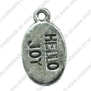 Pendant. Fashion Zinc Alloy Jewelry Findings. Flat oval 15x9mm. Sold by Bag