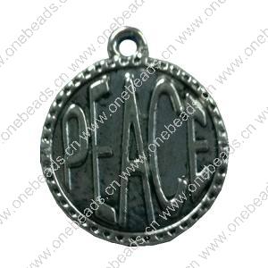 Pendant. Fashion Zinc Alloy jewelry findings. Flat Round 18x15mm. Sold by Bag