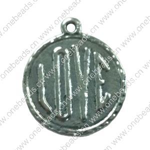 Pendant. Fashion Zinc Alloy jewelry findings. Flat Round 18x15mm. Sold by Bag