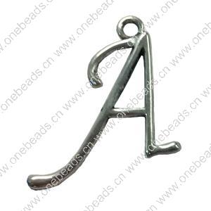 Pendant. Fashion Zinc Alloy jewelry findings. letter 35x18mm. Sold by Bag
