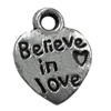 Pendant. Fashion Zinc Alloy jewelry findings. Heart 15x10mm. Sold by Bag
