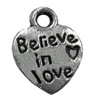 Pendant. Fashion Zinc Alloy jewelry findings. Heart 15x10mm. Sold by Bag