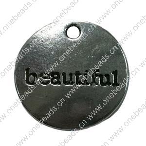 Pendant. Fashion Zinc Alloy jewelry findings. Flat Round 20x20mm. Sold by Bag
