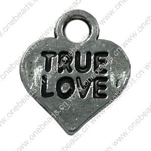Pendant. Fashion Zinc Alloy jewelry findings. Heart 15x12mm. Sold by Bag