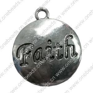 Pendant. Fashion Zinc Alloy jewelry findings. Flat Round 31x35mm. Sold by Bag