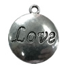 Pendant. Fashion Zinc Alloy jewelry findings. Flat Round 31x35mm. Sold by Bag
