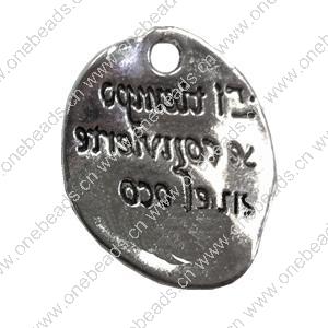Pendant. Fashion Zinc Alloy jewelry findings. Flat Oval 23x20mm. Sold by Bag