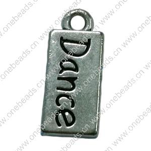 Pendant. Fashion Zinc Alloy jewelry findings. Rectangle 17x8mm. Sold by Bag