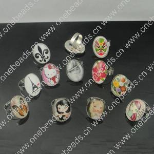 Rings, Zinc alloy settings with resin cameos,Head size:26x19mm, adjustable,Sold By BOX