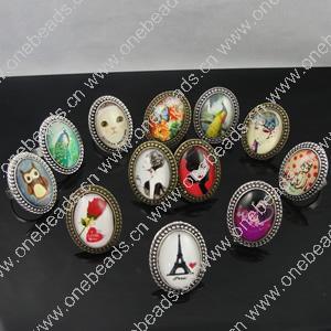 Rings, Zinc alloy settings with resin cameos,Head size:32x25mm, adjustable,Sold By BOX