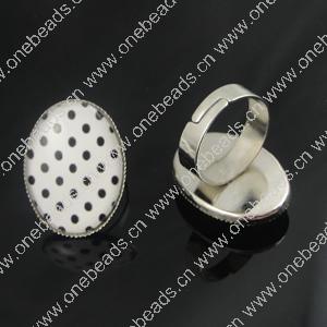 Rings, Zinc alloy settings with resin cameos,Head size:26x19mm, adjustable,Sold By PC