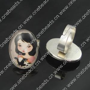 Rings, Zinc alloy settings with resin cameos,Head size:26x19mm, adjustable,Sold By PC