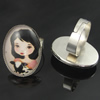 Rings, Zinc alloy settings with resin cameos,Head size:26x19mm, adjustable,Sold By PC
