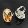 Rings, Zinc alloy settings with resin cameos,Head size:26x19mm, adjustable,Sold By PC
