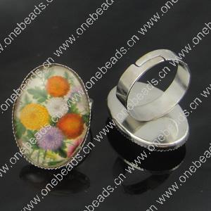 Rings, Zinc alloy settings with resin cameos,Head size:26x19mm, adjustable,Sold By PC