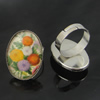 Rings, Zinc alloy settings with resin cameos,Head size:26x19mm, adjustable,Sold By PC
