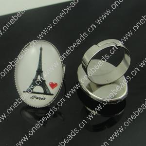 Rings, Zinc alloy settings with resin cameos,Head size:26x19mm, adjustable,Sold By PC