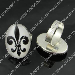 Rings, Zinc alloy settings with resin cameos,Head size:26x19mm, adjustable,Sold By PC