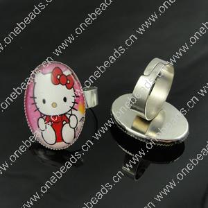 Rings, Zinc alloy settings with resin cameos,Head size:26x19mm, adjustable,Sold By PC