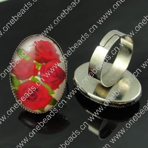 Rings, Zinc alloy settings with resin cameos,Head size:26x19mm, adjustable,Sold By PC