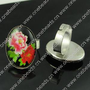 Rings, Zinc alloy settings with resin cameos,Head size:26x19mm, adjustable,Sold By PC