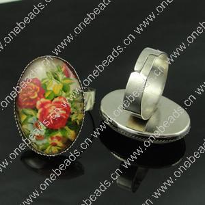 Rings, Zinc alloy settings with resin cameos,Head size:26x19mm, adjustable,Sold By PC