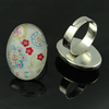 Rings, Zinc alloy settings with resin cameos,Head size:26x19mm, adjustable,Sold By PC
