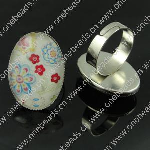 Rings, Zinc alloy settings with resin cameos,Head size:26x19mm, adjustable,Sold By PC