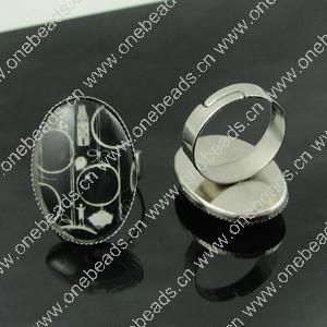 Rings, Zinc alloy settings with resin cameos,Head size:26x19mm, adjustable,Sold By PC