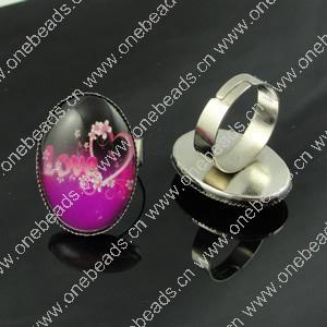 Rings, Zinc alloy settings with resin cameos,Head size:26x19mm, adjustable,Sold By PC